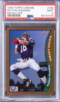 1998 Topps Chrome Refractor #165 Peyton Manning Rookie Card - PSA MINT 9